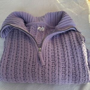 Aerie Lilac Cable Knit Turtleneck Sweater
